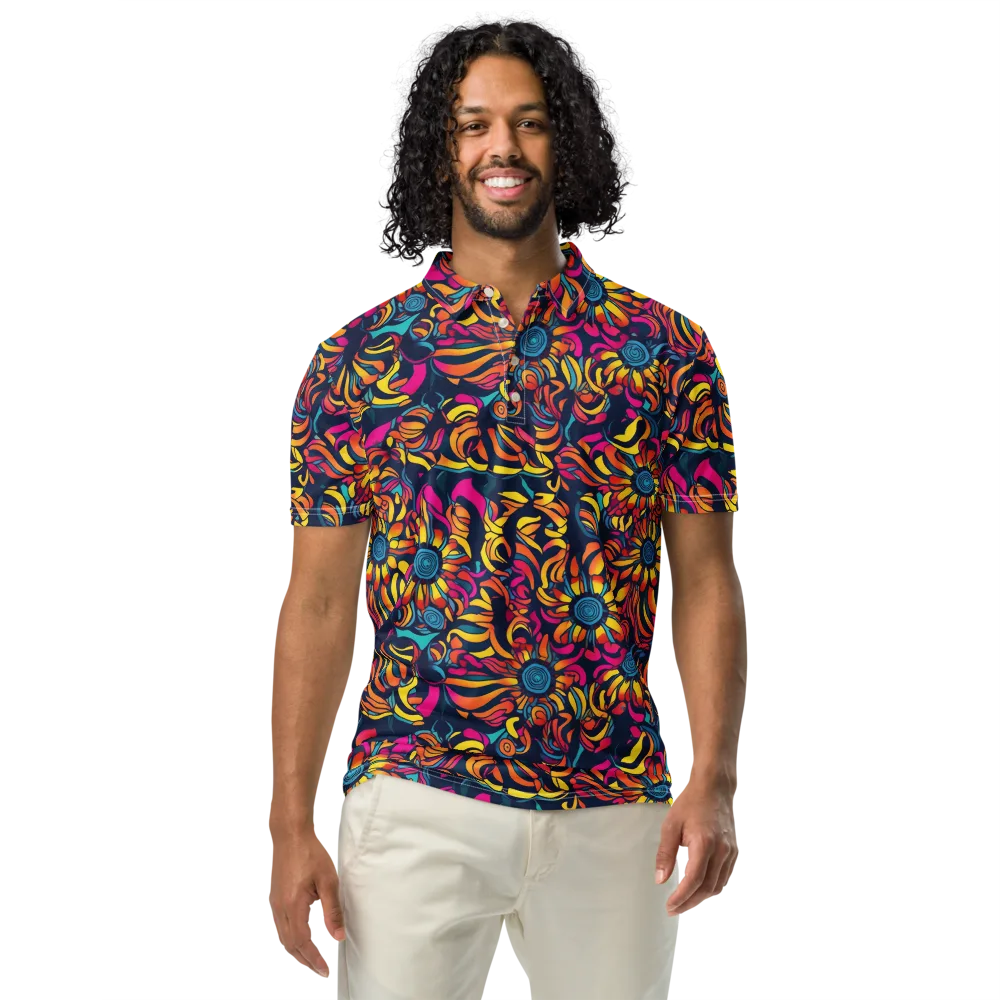 Flame Petals on Men's Slim Fit Polo Shirt — Front