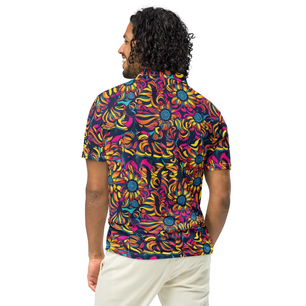 Flame Petals on Men's Slim Fit Polo Shirt — Back