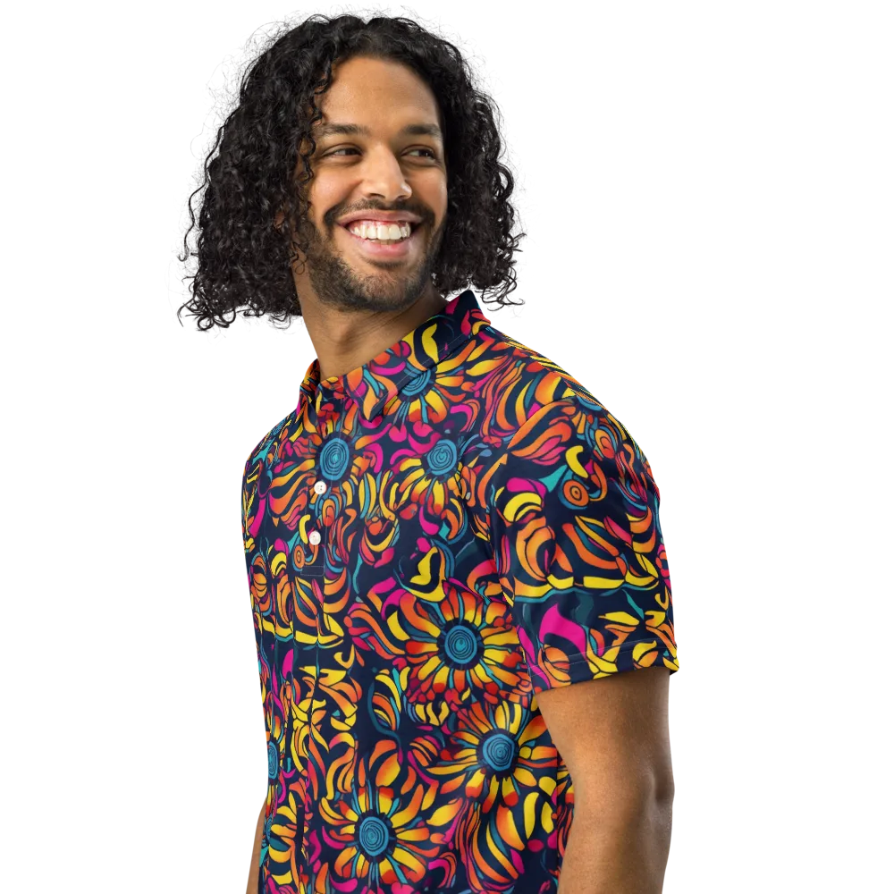 Flame Petals on Men's Slim Fit Polo Shirt — Left Front