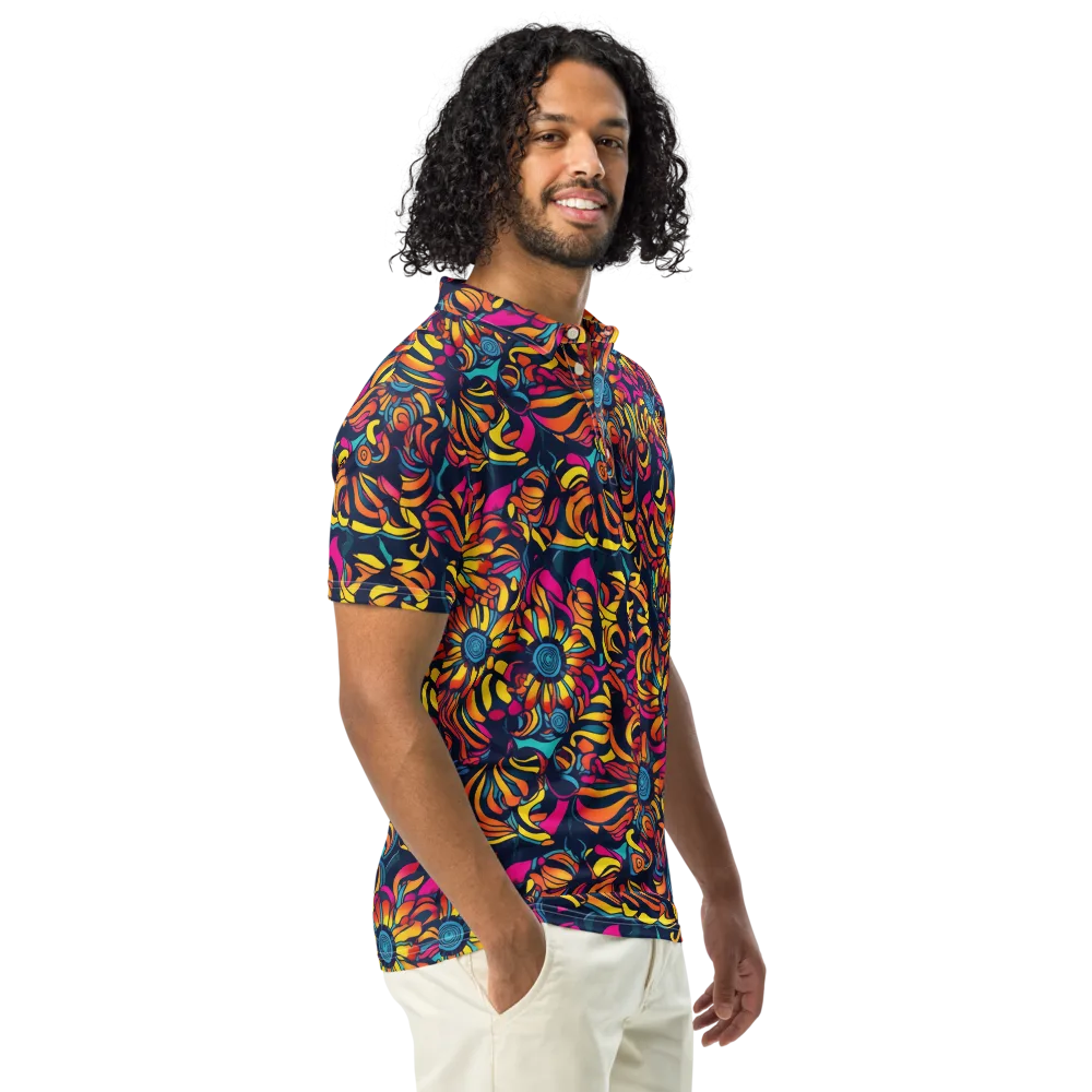 Flame Petals on Men's Slim Fit Polo Shirt — Right Front
