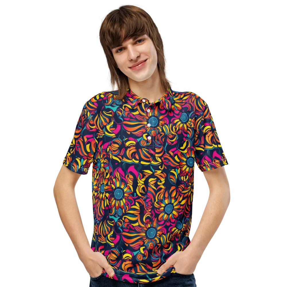 Flame Petals on Men's Slim Fit Polo Shirt — Front