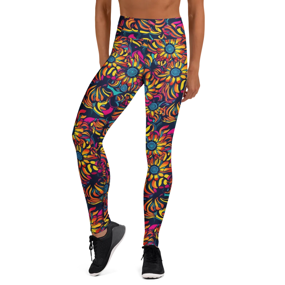 Flame Petals on Yoga Leggings — Front