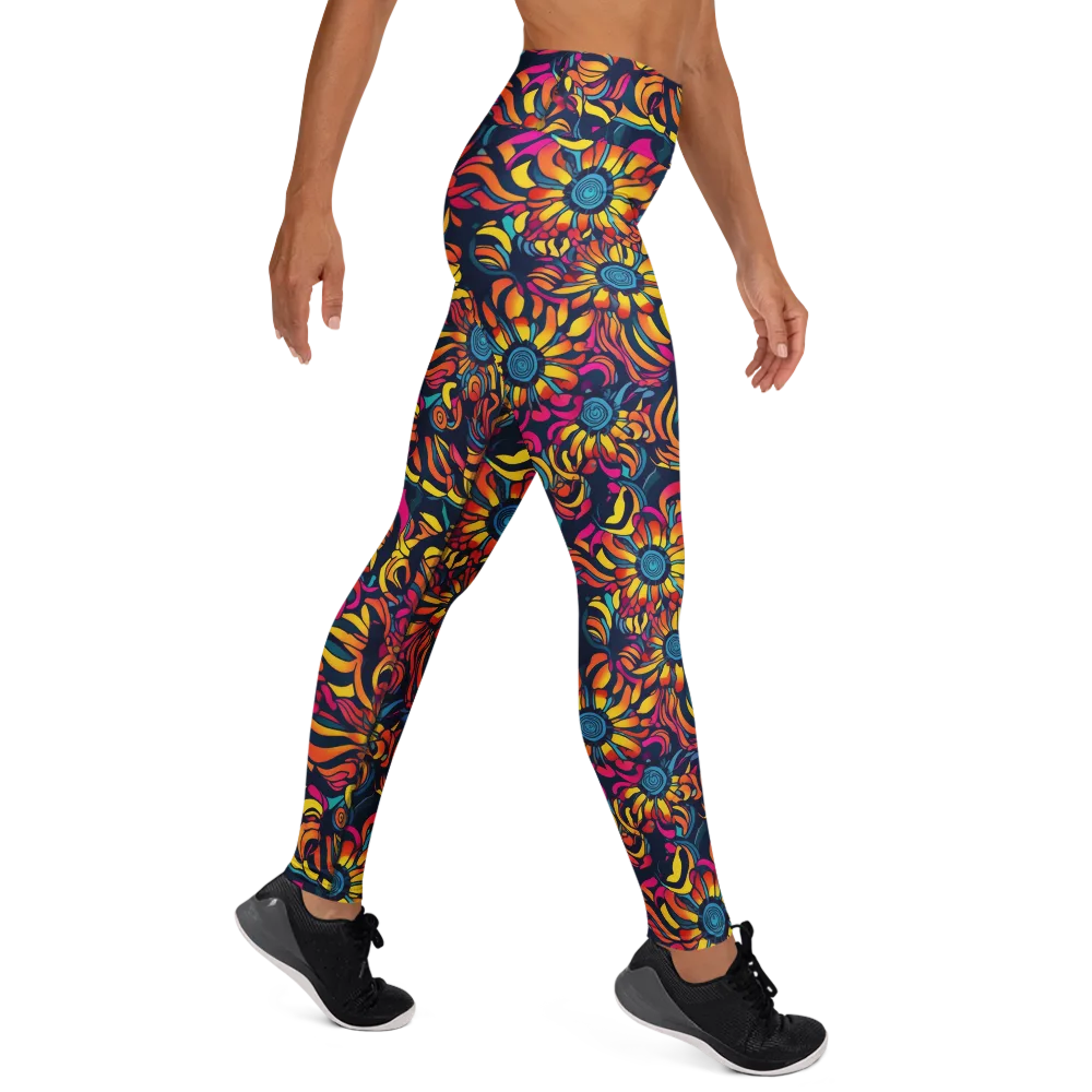 Flame Petals on Yoga Leggings — Right