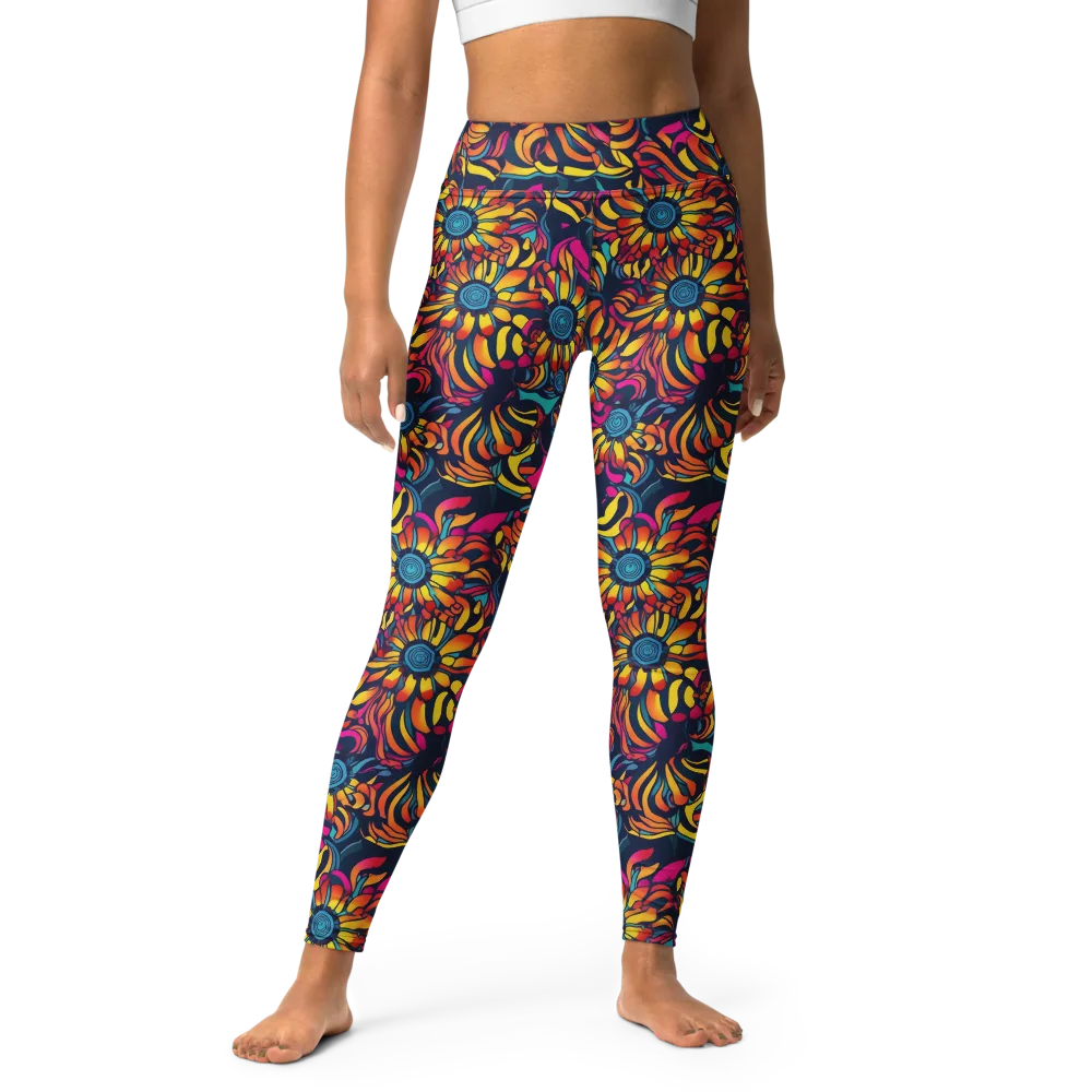 Flame Petals on Yoga Leggings — Front
