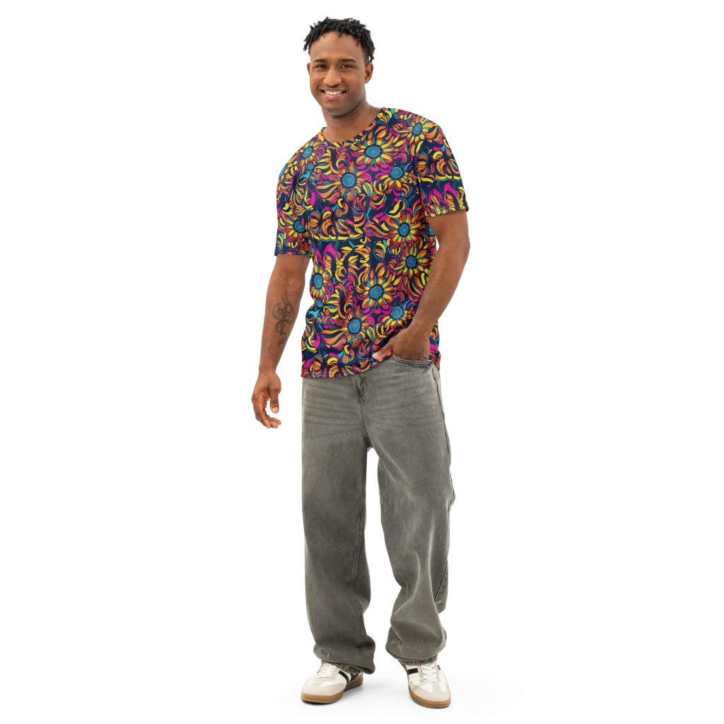 Flame Petals on Men's Cotton Crew Neck T-Shirt — Front