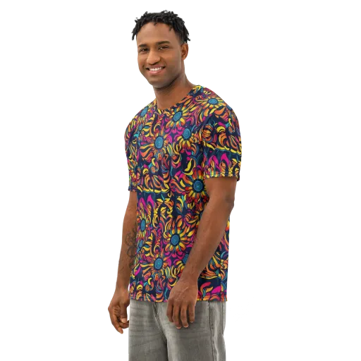 Flame Petals on a Men's Cotton Crew Neck T-Shirt