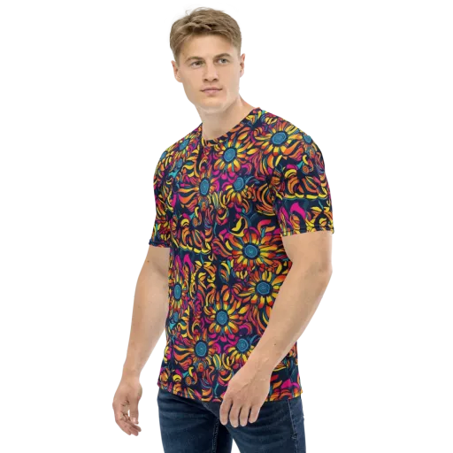 Flame Petals on a Men's Crew Neck T-Shirt