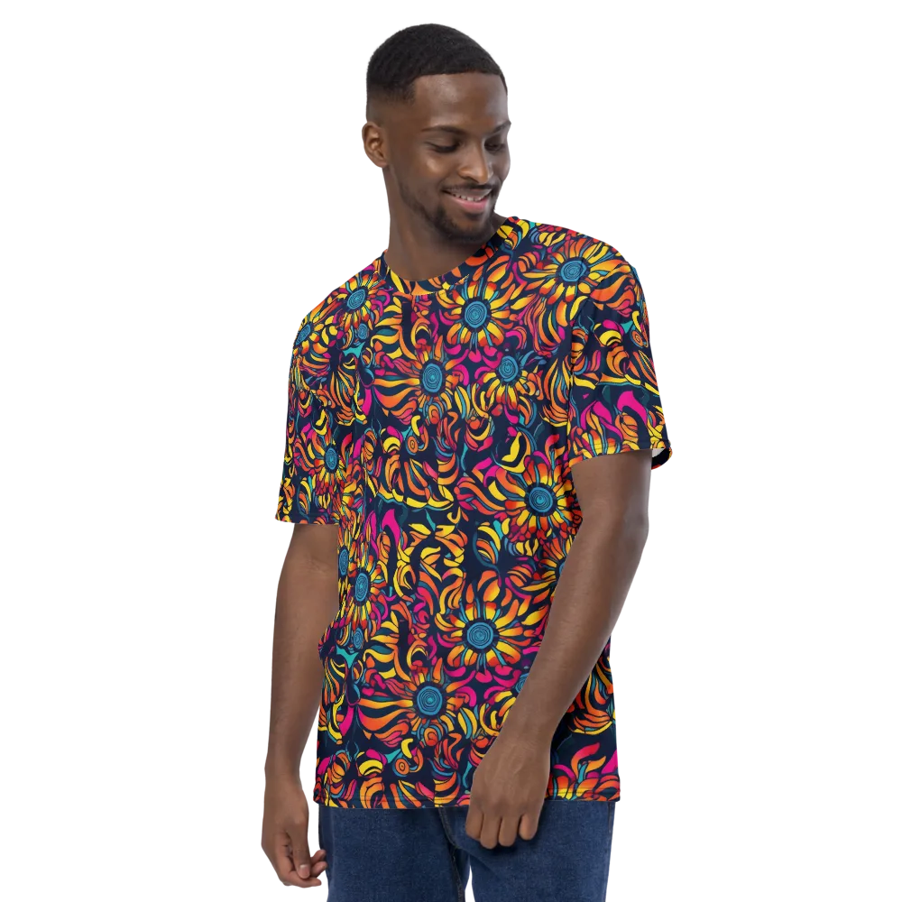 Flame Petals on Men's Crew Neck T-Shirt — Left
