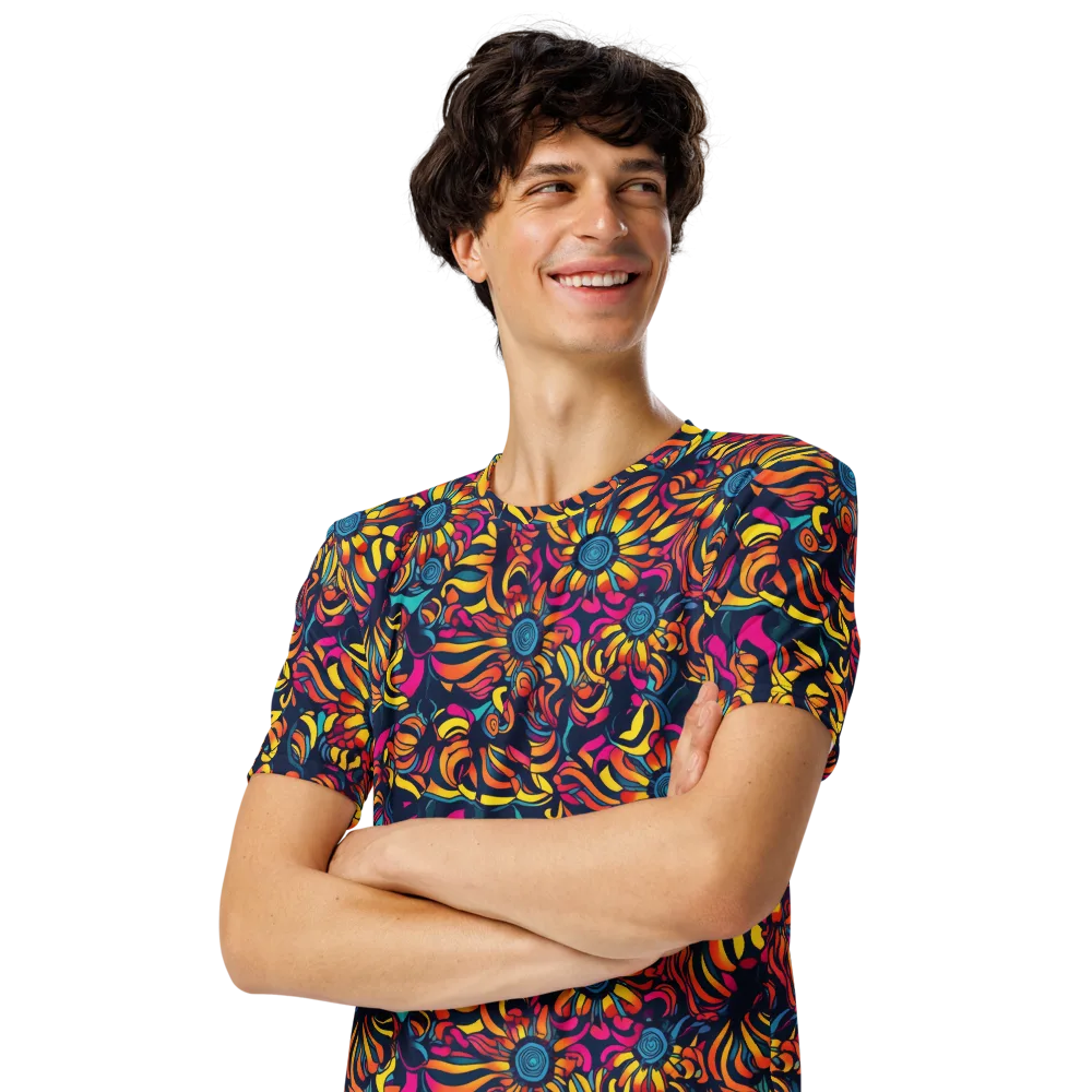 Flame Petals on Men's Crew Neck T-Shirt — Left Front