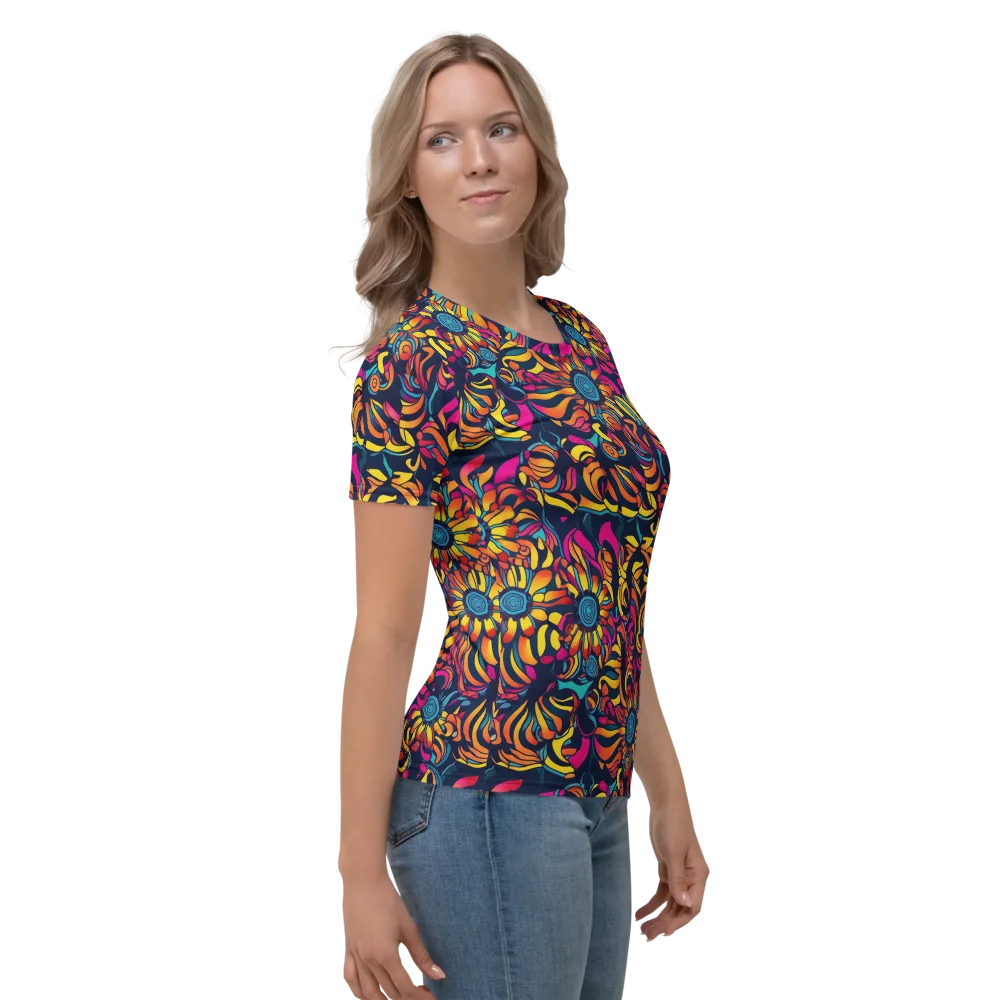 Flame Petals on Women's Crew Neck T-Shirt — Right
