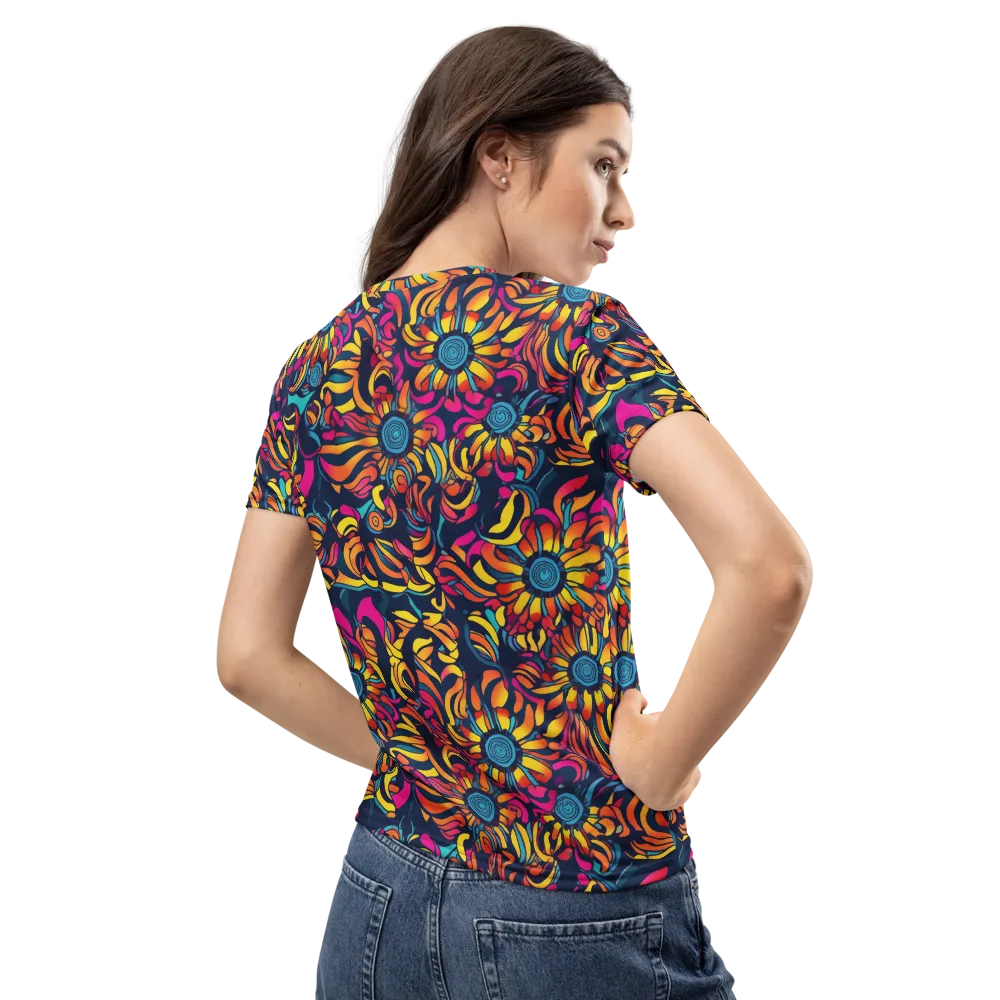 Flame Petals on Women's Crew Neck T-Shirt — Back
