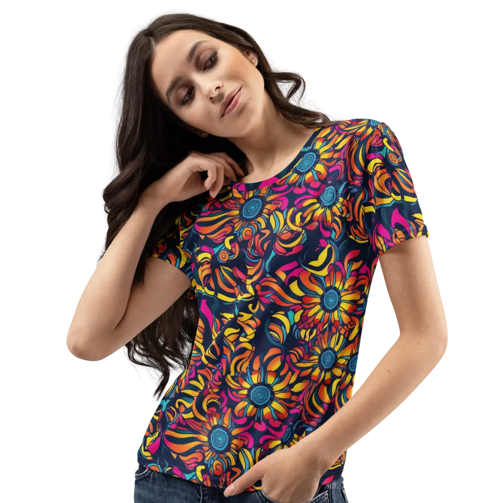 Flame Petals on Women's Crew Neck T-Shirt — Left Front