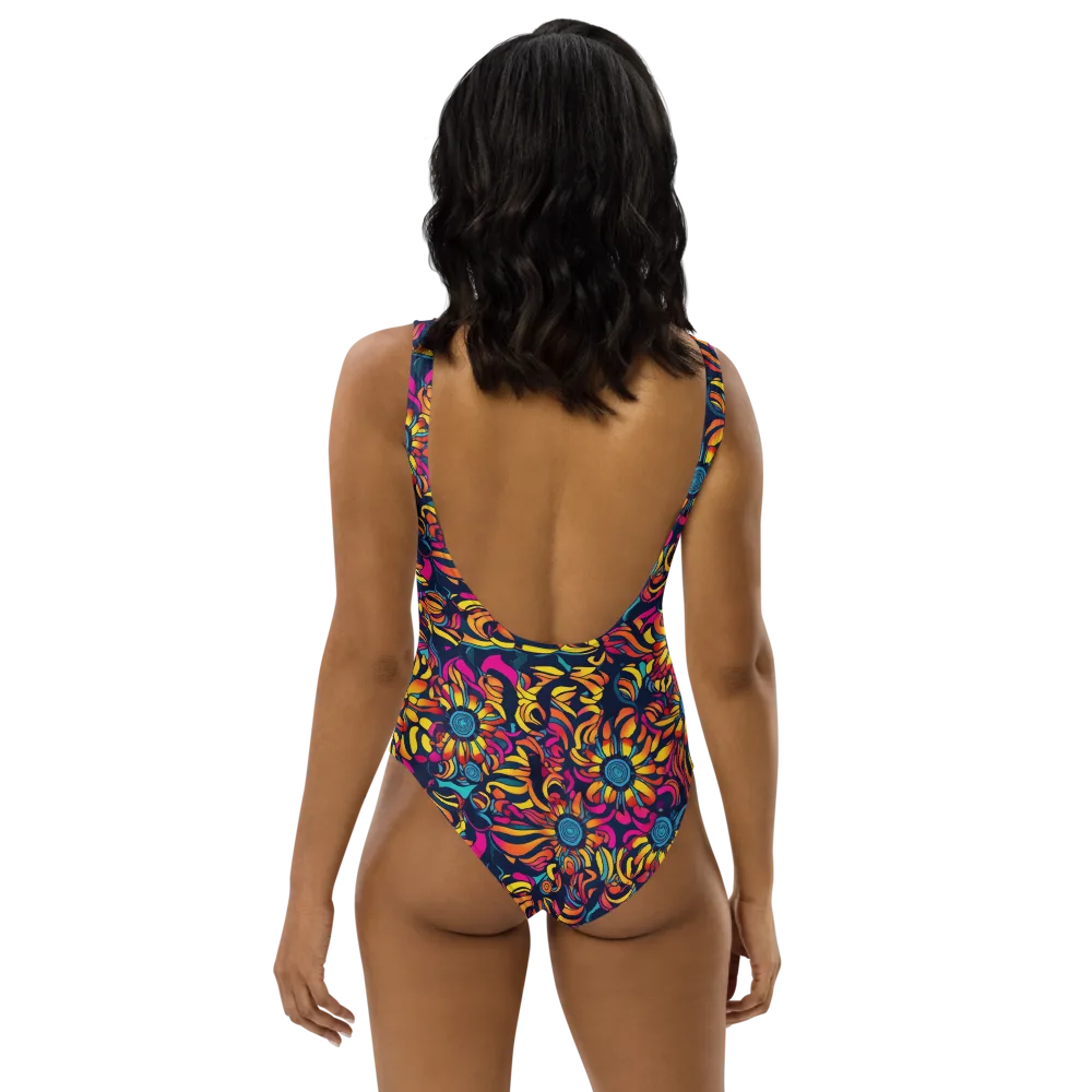 Flame Petals on One-Piece Swimsuit — Back