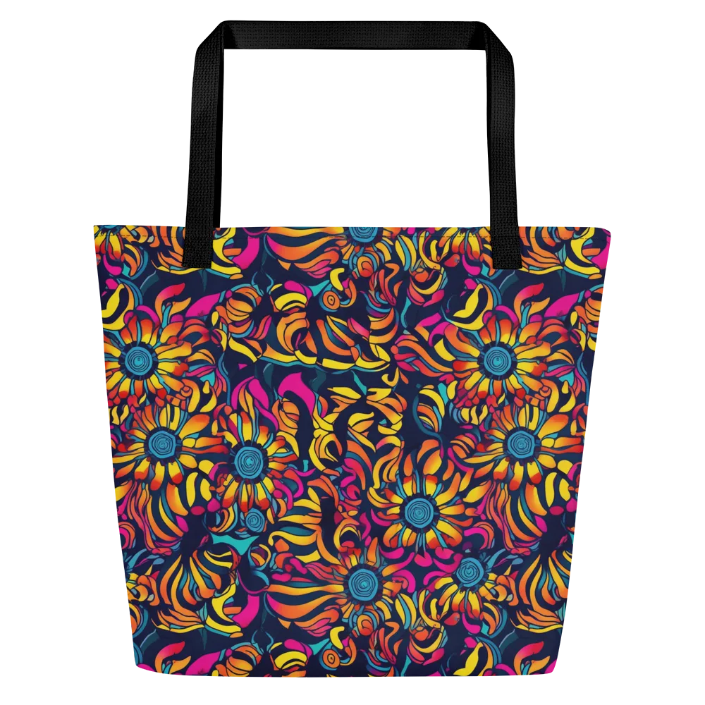 Flame Petals on Large Tote Bag W/ Pocket — Front