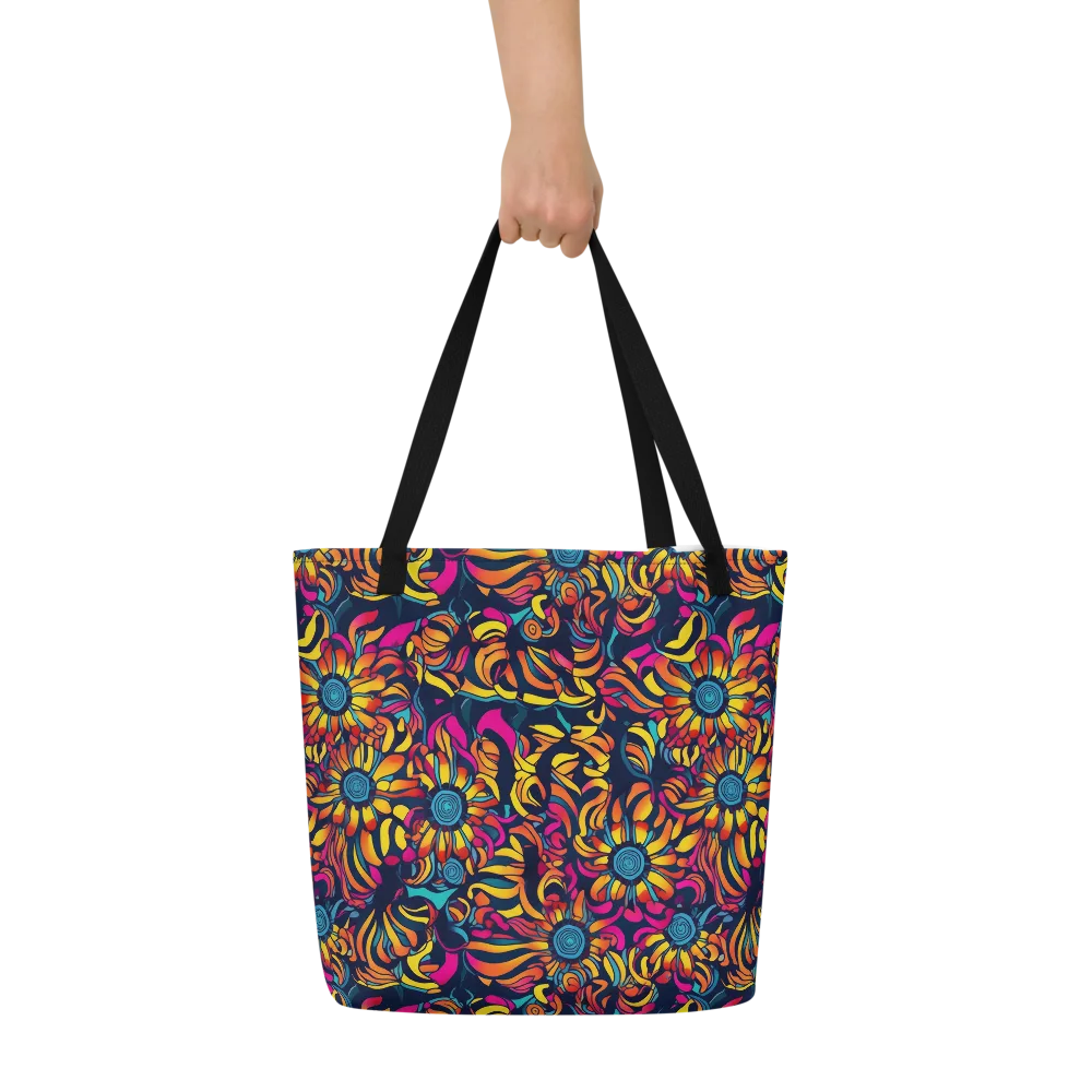 Flame Petals on Large Tote Bag W/ Pocket — Front