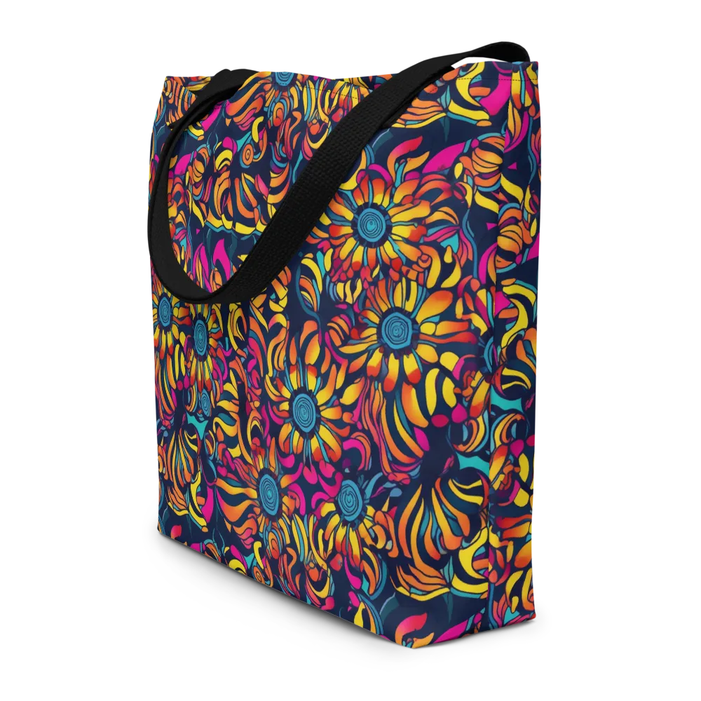Flame Petals on Large Tote Bag W/ Pocket — Front