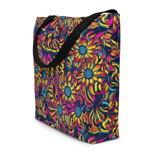 Flame Petals on a Large Tote Bag W/ Pocket