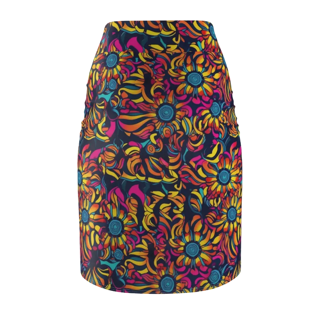 Flame Petals on Pencil Skirt — Back