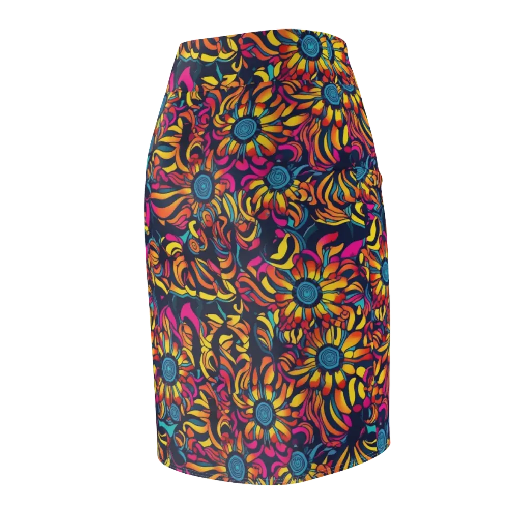 Flame Petals on Pencil Skirt — Back Side