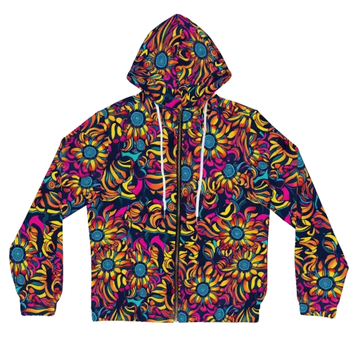 Flame Petals on a Women's Full-Zip Hoodie