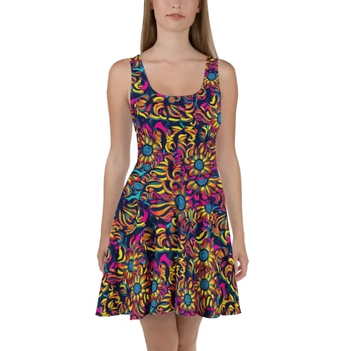 Flame Petals on a Skater Dress
