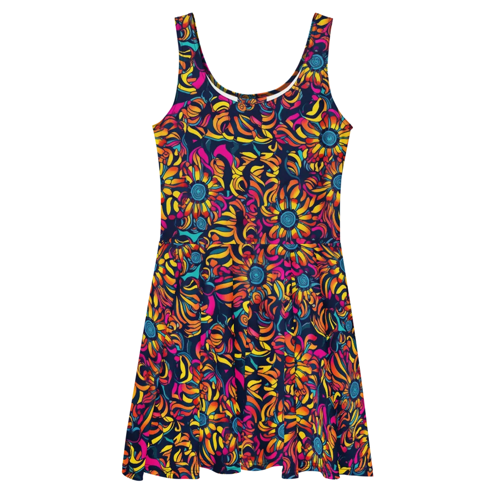 Flame Petals on Skater Dress — Front