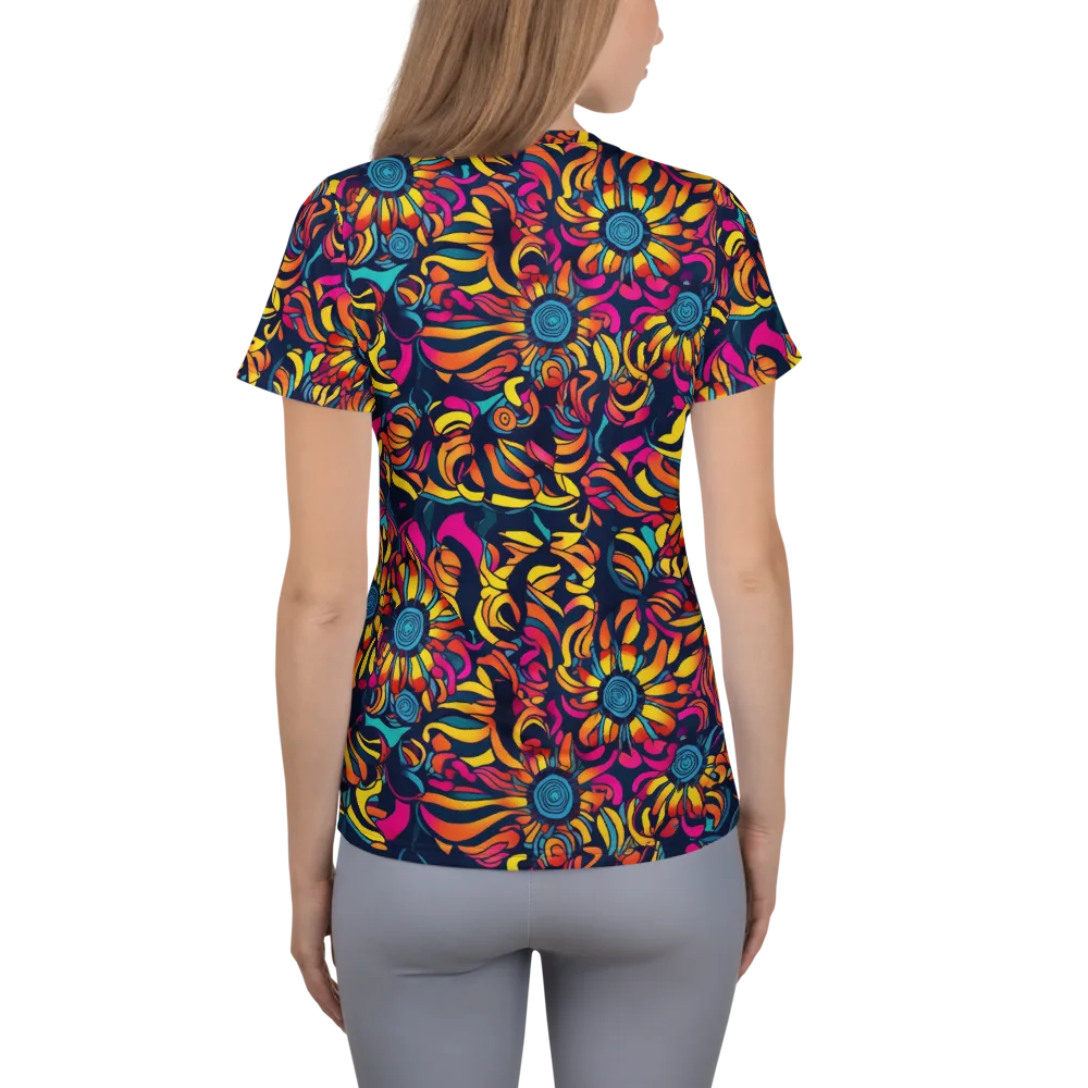 Flame Petals on Women's Athletic T-Shirt — Back