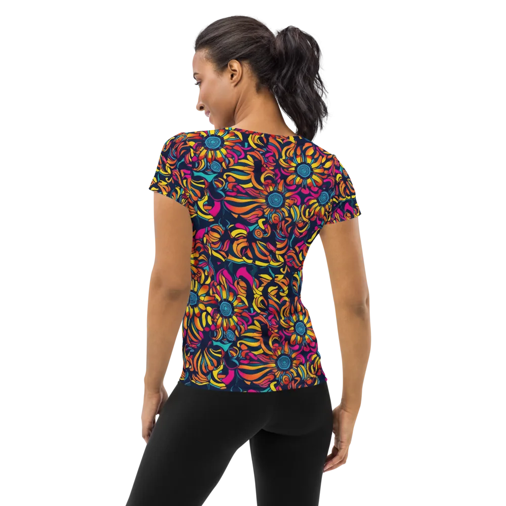 Flame Petals on Women's Athletic T-Shirt — Back