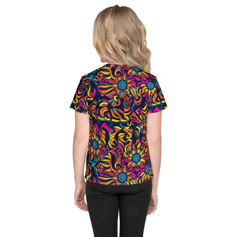 Flame Petals on Kids Crew Neck T-Shirt — Back