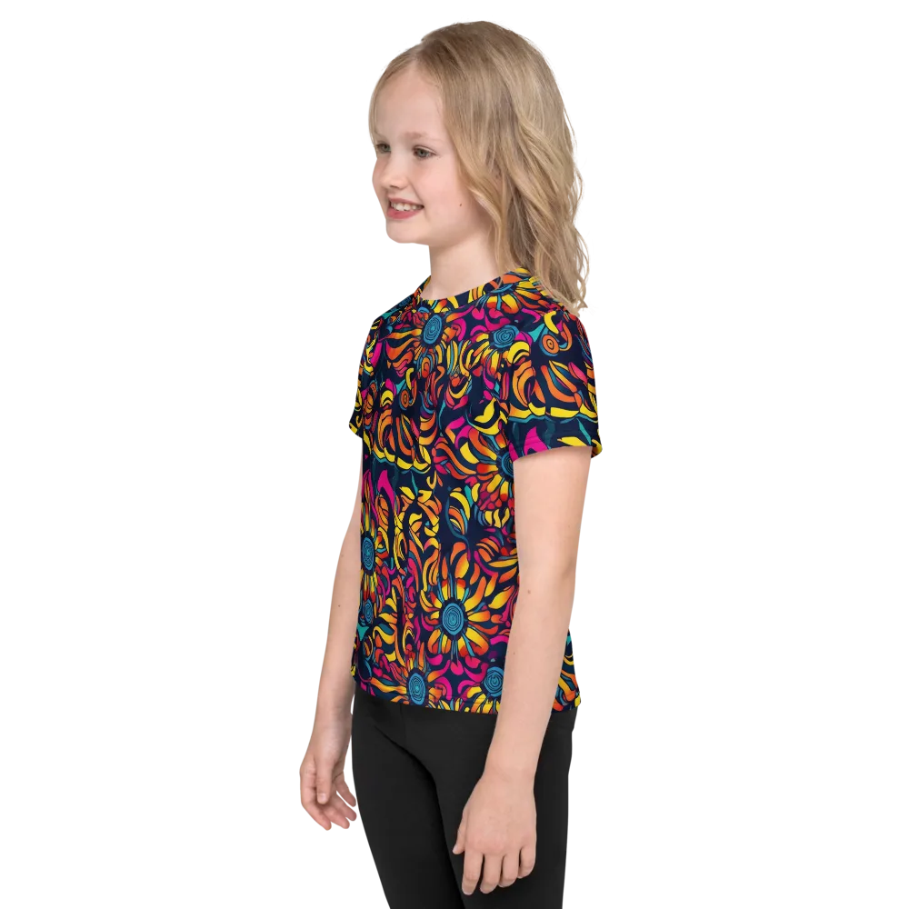 Flame Petals on Kids Crew Neck T-Shirt — Left