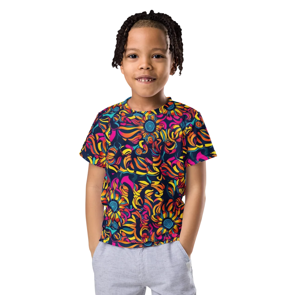 Flame Petals on Kids Crew Neck T-Shirt — Front
