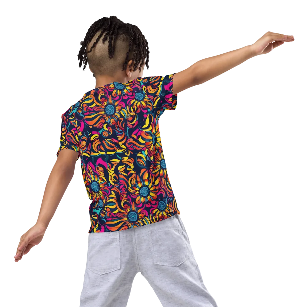 Flame Petals on Kids Crew Neck T-Shirt — Back