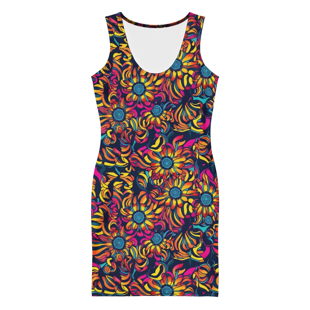 Flame Petals on Bodycon Dress — Front
