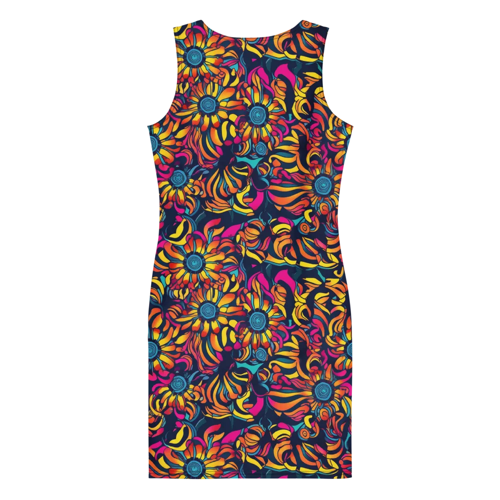 Flame Petals on Bodycon Dress — Back