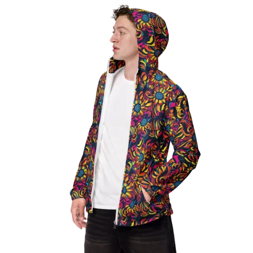 Flame Petals on a Men's Windbreaker
