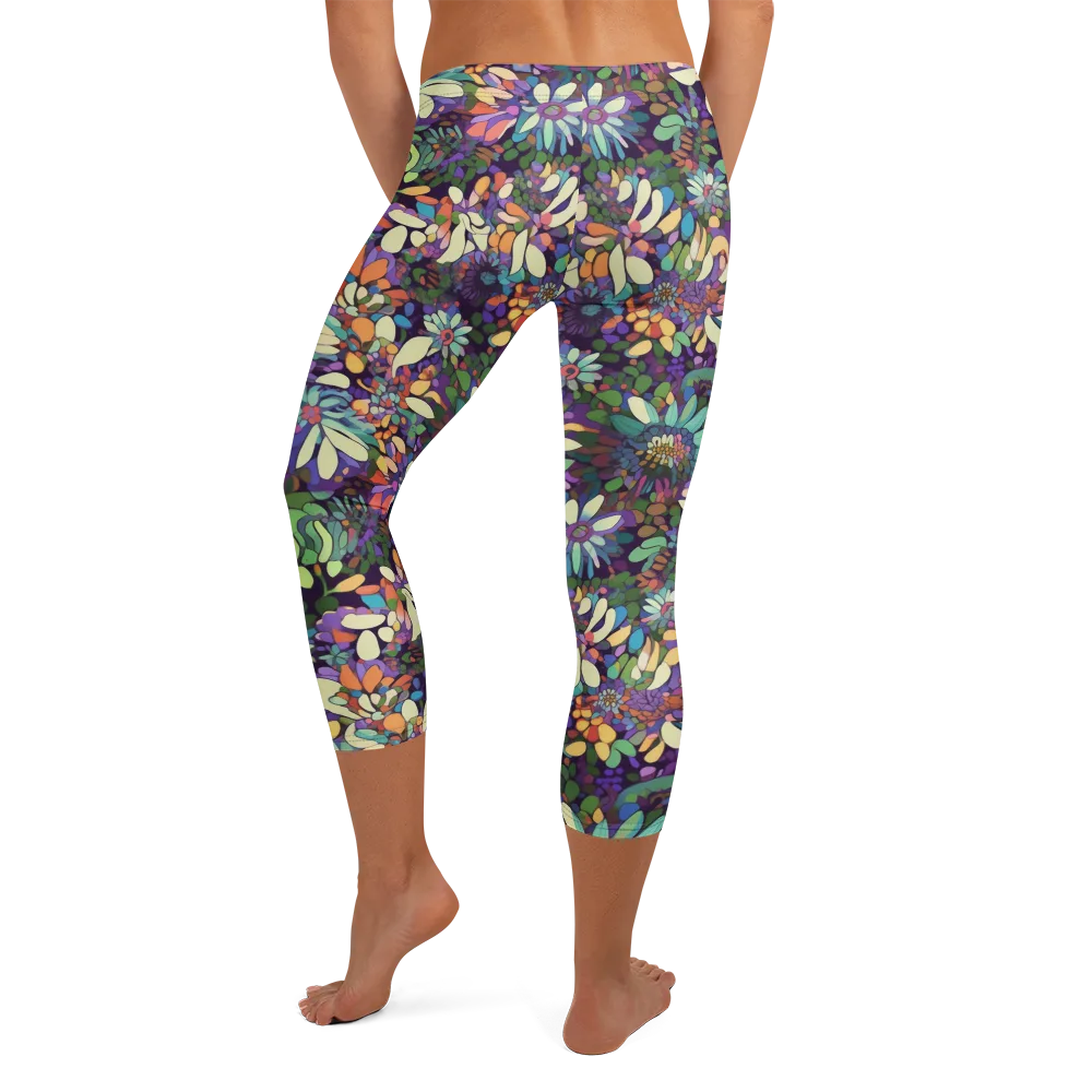 Botanical Carnival on Capri Leggings — Back