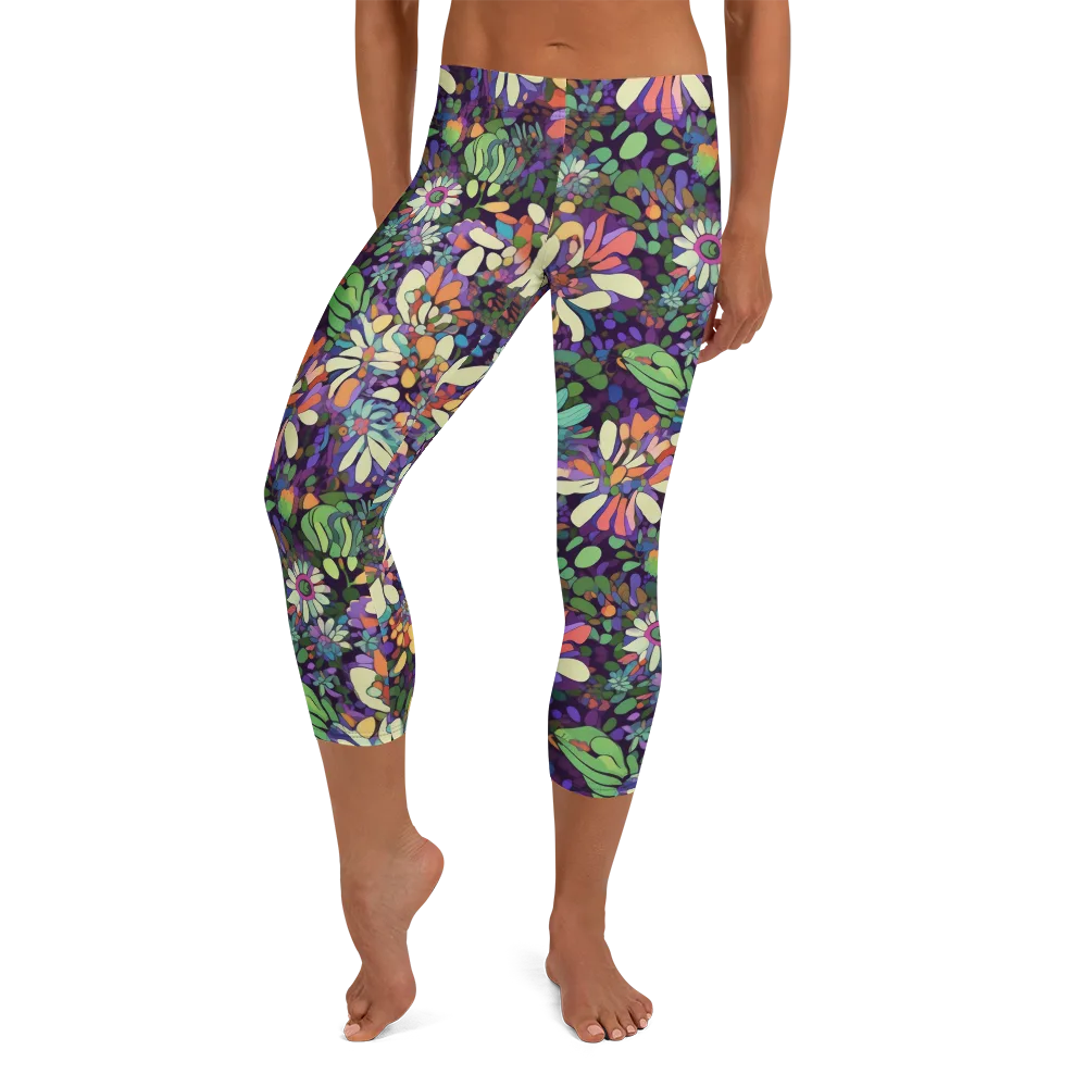 Botanical Carnival on Capri Leggings — Front
