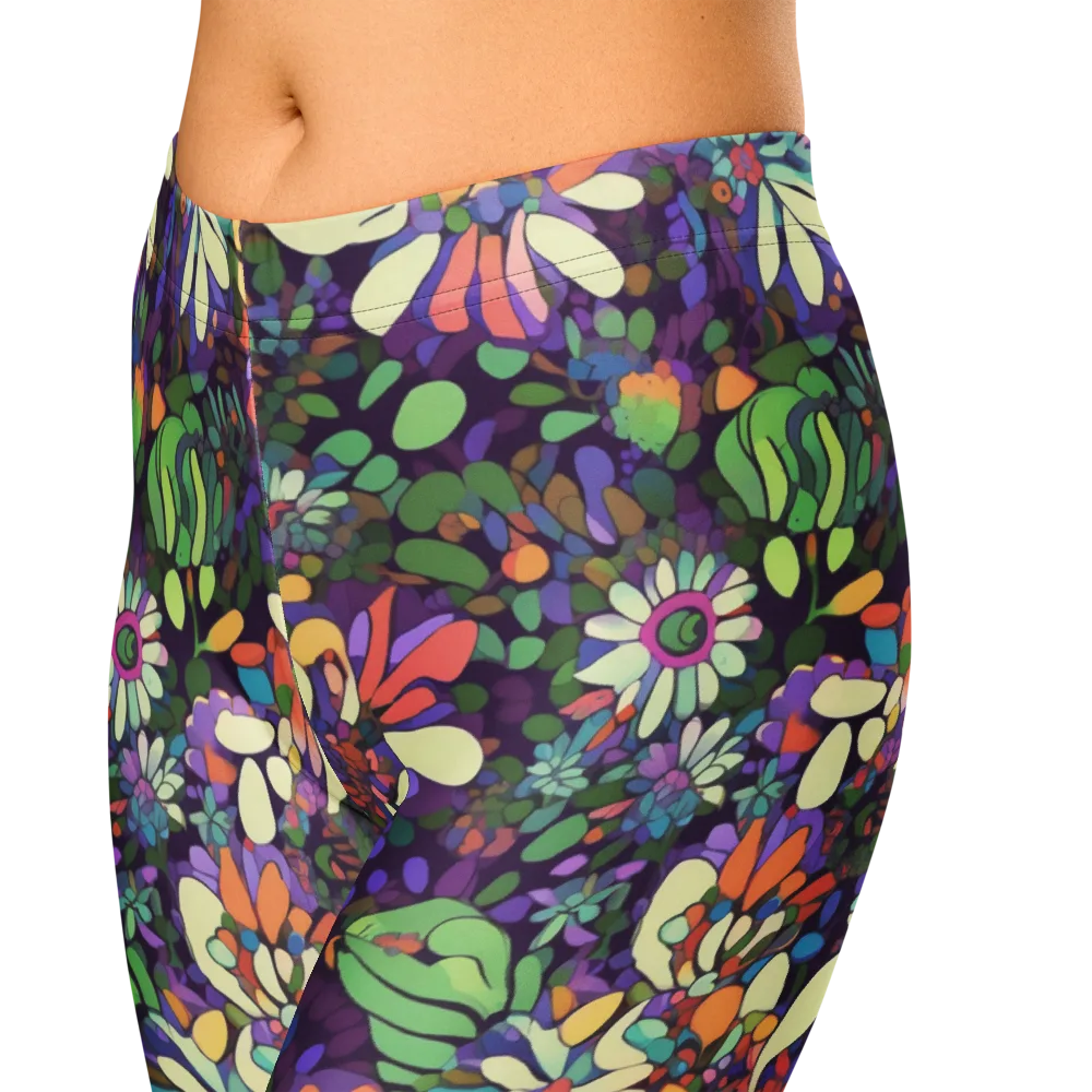 Botanical Carnival on Capri Leggings — Zoomed-in