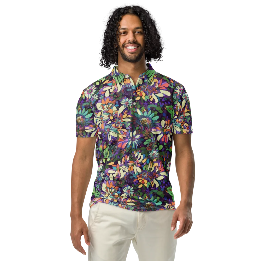 Botanical Carnival on Men's Slim Fit Polo Shirt — Front