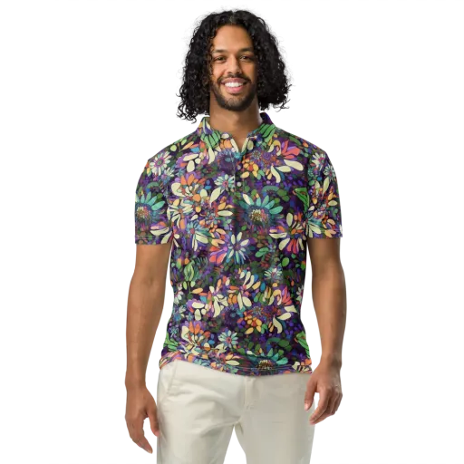 Botanical Carnival on a Men's Slim Fit Polo Shirt