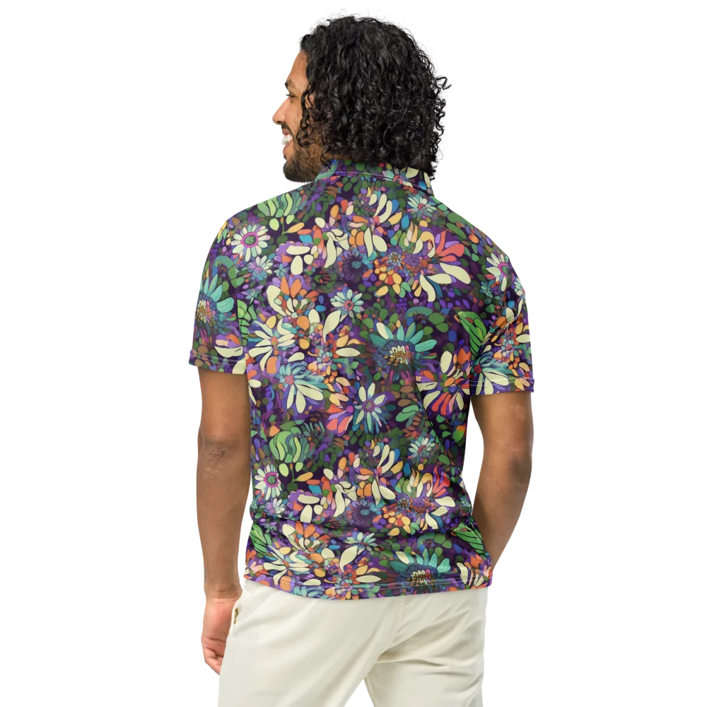 Botanical Carnival on Men's Slim Fit Polo Shirt — Back