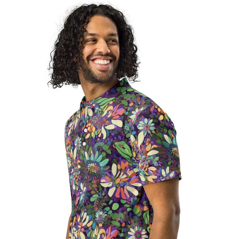 Botanical Carnival on Men's Slim Fit Polo Shirt — Left Front