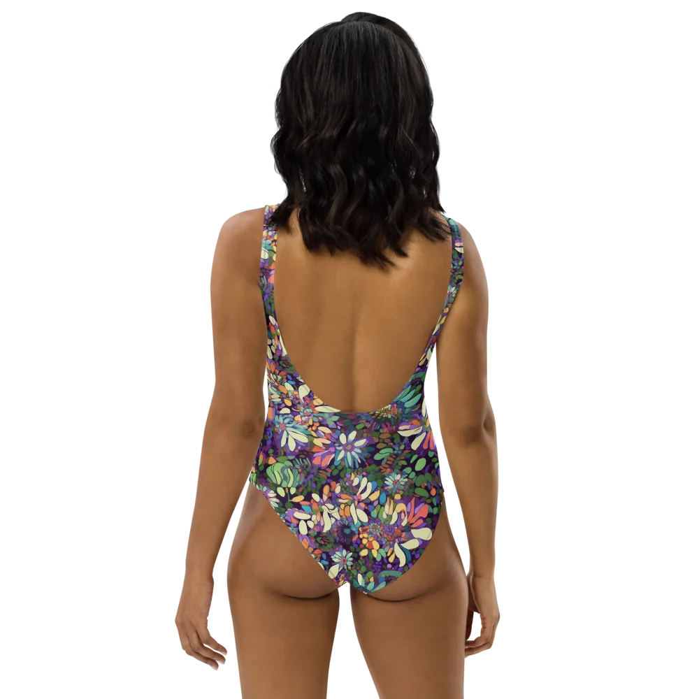Botanical Carnival on One-Piece Swimsuit — Back