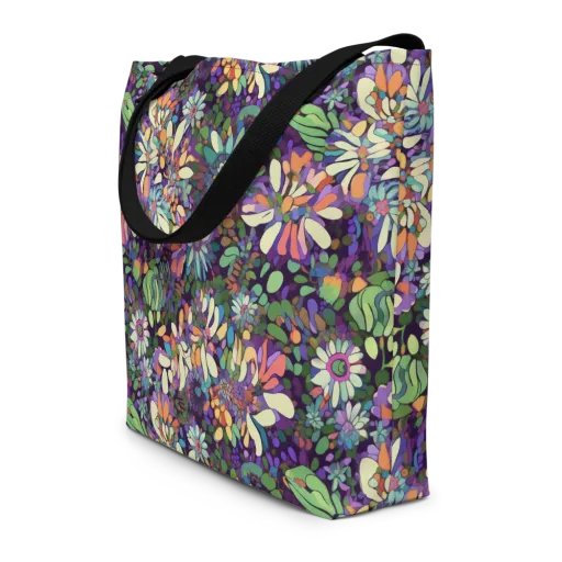 Botanical Carnival on a Large Tote Bag W/ Pocket