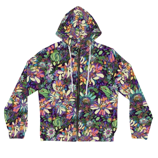 Botanical Carnival on a Women's Full-Zip Hoodie