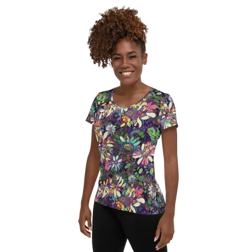 Botanical Carnival on a Women's Athletic T-Shirt