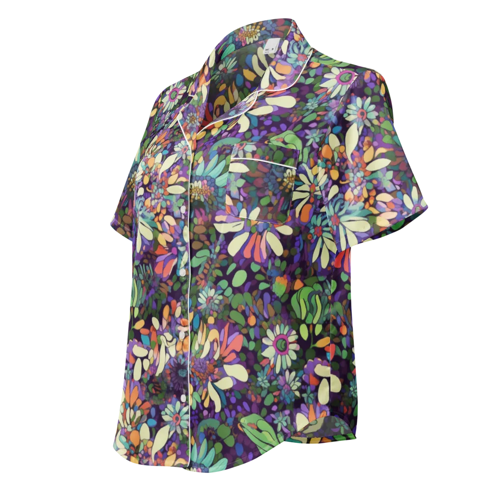 Botanical Carnival on Women's Short Sleeve Pajama Top — Left Front