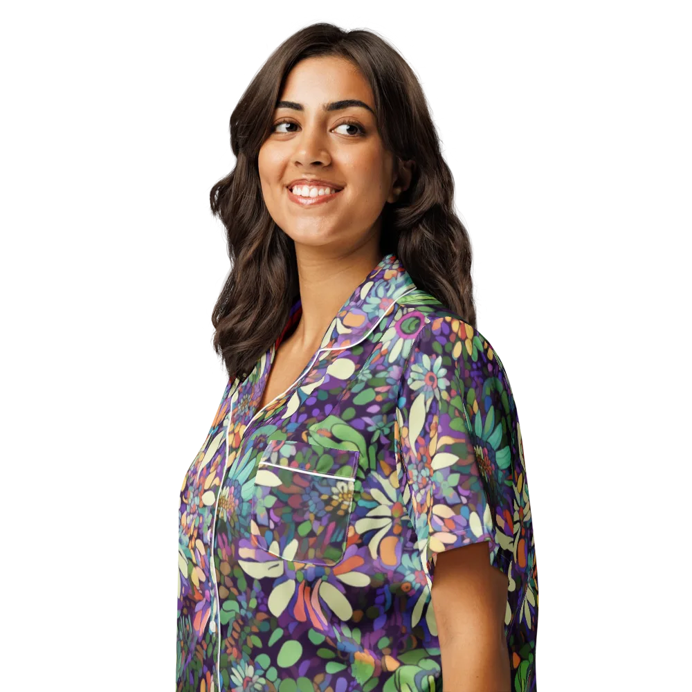 Botanical Carnival on Women's Short Sleeve Pajama Top — Left Front
