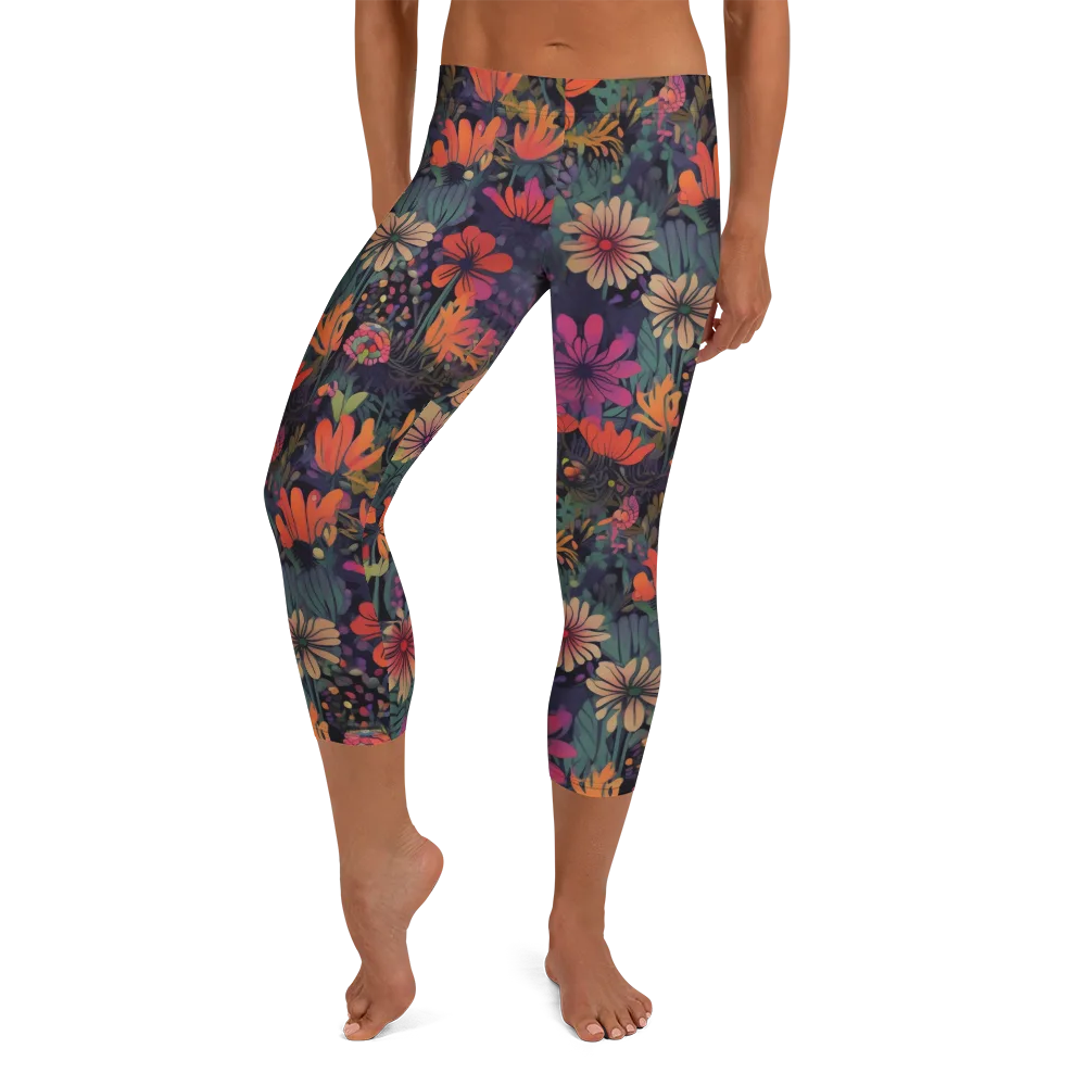Velvet Flora on Capri Leggings — Front