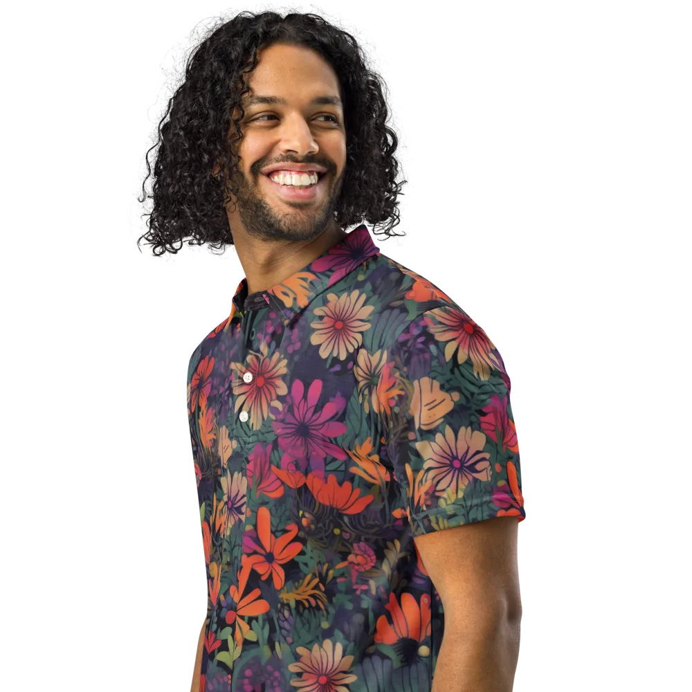 Velvet Flora on Men's Slim Fit Polo Shirt — Left Front